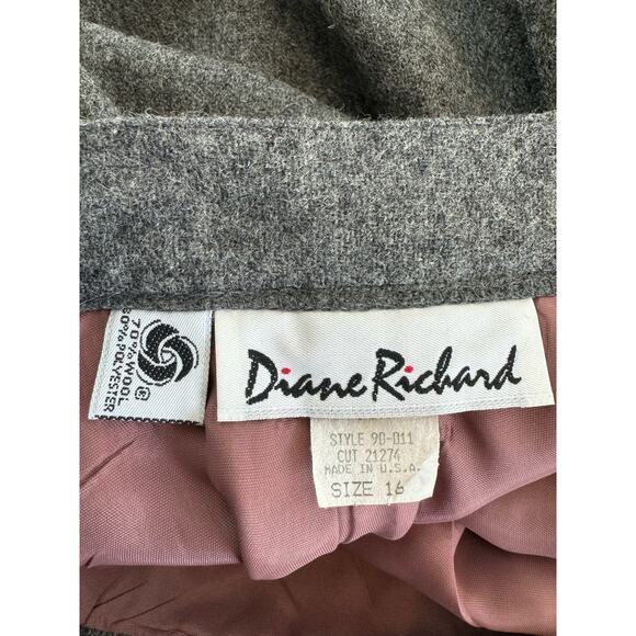 Vintage Diane Richard Skirt Womens 16 Gray Wool Blend Lined Knee - Picture 5 of 7